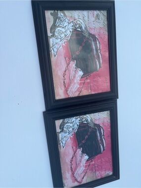 Framed Pink and Black Purse Wall Art Set - Unbranded